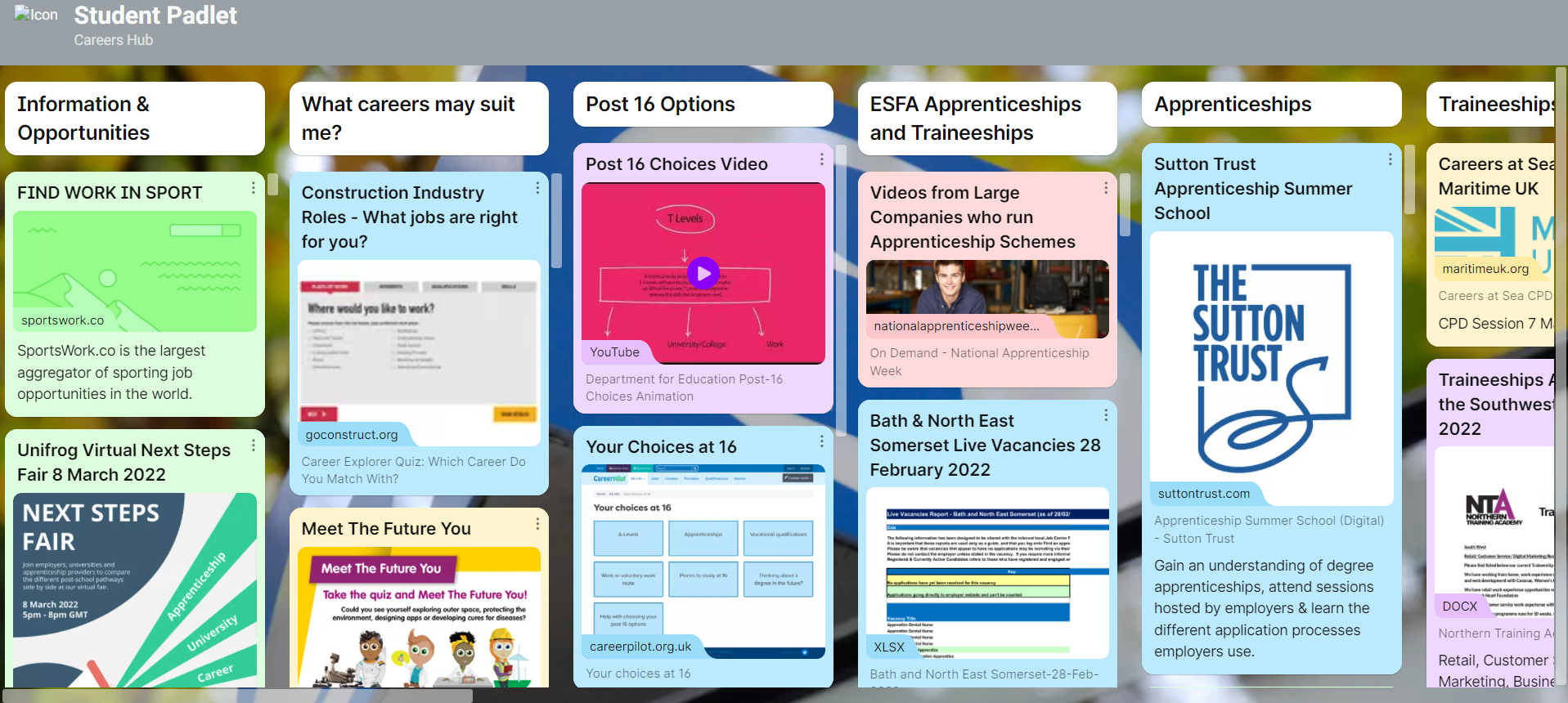 Student Padlet – Careers Resources for Students