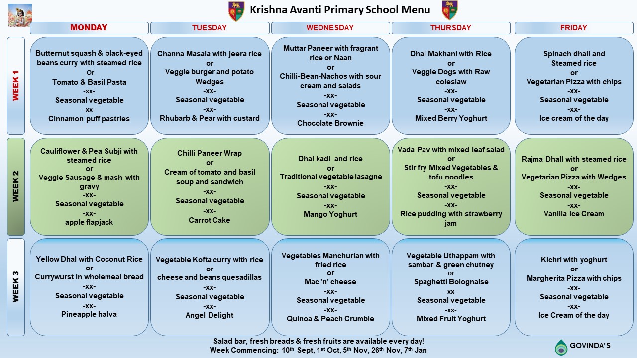 School Meals - Krishna Avanti Primary School, Harrow